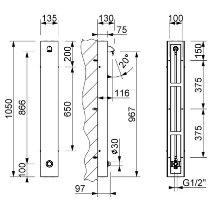 Stainless Steel Shower Panel - Press Button Stainless Steel Shower Panel - Press Button