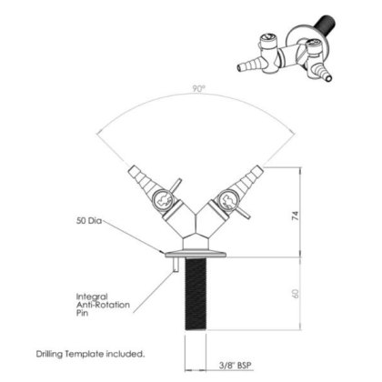 Two Way Wall Mounted Gas Tap