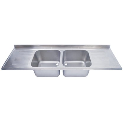 2400mm Double Bowl Double Drainer Catering Sink Tops 650mm Projection 2400mm Double Bowl Double Drainer Catering Sink Tops 650mm Projection