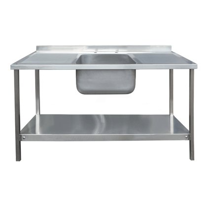 1500mm Single Bowl Double Drainer Catering Sink Top On Frame 600mm Projection 1500mm Single Bowl Double Drainer Catering Sink Top On Frame 600mm Projection