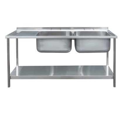1800mm Double Bowl Single Drainer Catering Sink Top On Frame 650mm Projection 1800mm Double Bowl Single Drainer Catering Sink Top On Frame 650mm Projection