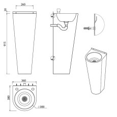 Adult Height Floor Standing Round Wash Basin Adult Height Floor Standing Round Wash Basin