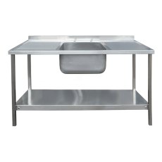 1500mm Single Bowl Double Drainer Catering Sink Top On Frame 600mm Projection 1500mm Single Bowl Double Drainer Catering Sink Top On Frame 600mm Projection